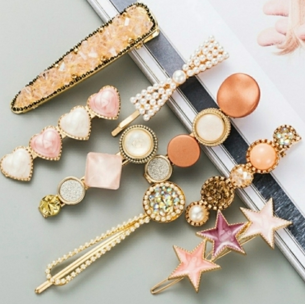 Pearl & Druzy Star Hair Bow Clips
